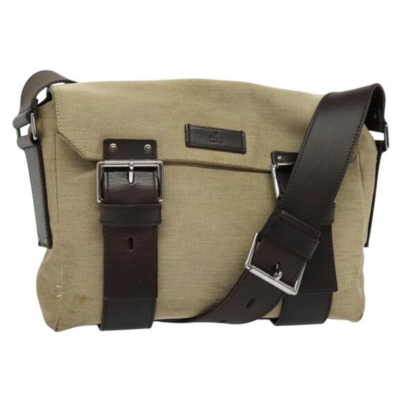 GUCCI Shoulder Bag Canvas Beige Silver - Picture 1 of 16